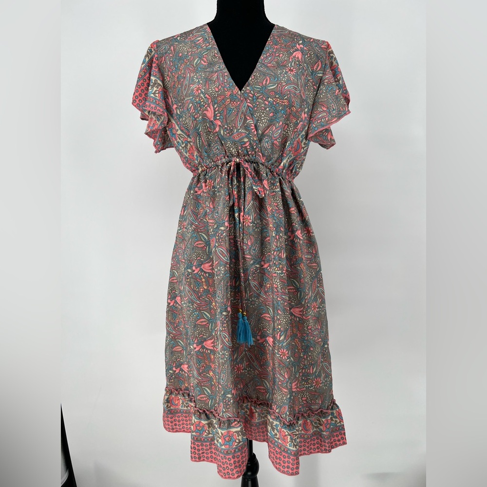 BIGG‎ BULL SILK BLEND FLORAL PAISLEY PULLOVER DRESS
